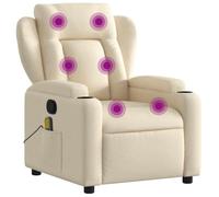 vidaXL Sillón reclinable de Masaje tapizado en Tela Color Crema