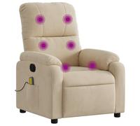 Vidaxl sillón reclinable de masaje tela de microfibra color crema