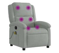 Vidaxl sillón reclinable de masaje terciopelo gris claro