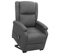 vidaXL Sillón Reclinable de Pie Ajustable Reposapiés Silla Sofá Asiento Sala de Estar Salón Oficina Mueble Elevable Ergonómico de Tela Gris Oscuro