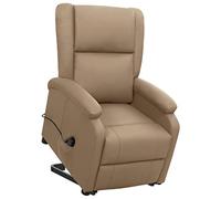 vidaXL Sillón Reclinable de Pie Ajustable Reposapiés Silla Sofá Asiento Salón Sala de Estar Oficina Mueble Ergonómico de Cuero Sintético Capuchino