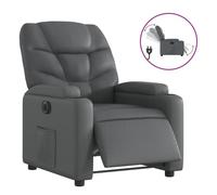 Vidaxl sillón reclinable eléctrico de cuero sintético gris