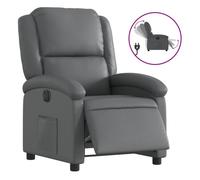 Vidaxl sillón reclinable eléctrico de cuero sintético gris