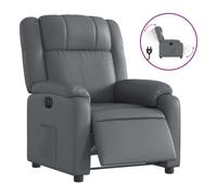 Vidaxl sillón reclinable eléctrico de cuero sintético gris