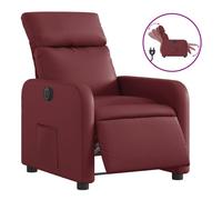 Vidaxl sillón reclinable eléctrico de cuero sintético rojo tinto