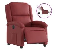 Vidaxl sillón reclinable eléctrico de cuero sintético rojo tinto