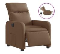 vidaXL Sillón Reclinable Eléctrico – Respaldo y Reposabrazos, Asiento Ajustable, Tela Marrón