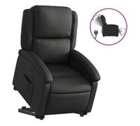 Vidaxl sillón reclinable eléctrico elevable cuero auténtico negro