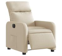 vidaXL Sillón Reclinable Eléctrico, Silla con Respaldo Reposabrazos, Sillón de Relax Descanso, Asiento Ajustable para Ancianos, Tela Crema