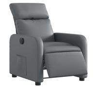 vidaXL Sillón Reclinable Eléctrico, Silla con Respaldo Reposabrazos, Sillón de Relax Descanso, Asiento Ajustable, Cuero Sintético Gris