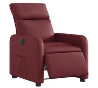 Vidaxl sillón reclinable eléctrico de cuero sintético rojo tinto