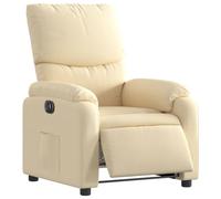 vidaXL Sillón Reclinable Eléctrico, Silla con Respaldo Reposabrazos, Sillón Orejero de Relax Descanso TV, Asiento Ajustable, Tela Crema