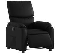 vidaXL Sillón Reclinable Eléctrico, Silla con Respaldo Reposabrazos, Sillón Orejero de Relax TV, Asiento Ajustable, Cuero Sintético Negro