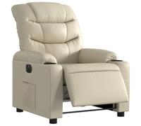 vidaXL Sillón Reclinable Eléctrico, Silla con Respaldo, Sillón Orejero Ajustable, Asiento para Personas Mayores, Cuero Sintético Crema