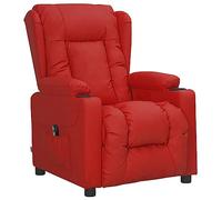 vidaXL Sillón Reclinable Eléctrico Silla Sofá Asiento Butaca Orejero Sala de Estar Salón Oficina Ajustable Reposapiés de Cuero Sintético Rojo Tinto