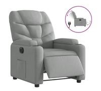 vidaXL Sillón Reclinable Eléctrico, Silla con Respaldo Reposabrazos, Sillón de Relax Descanso, Asiento Ajustable para Ancianos, Tela Gris Claro