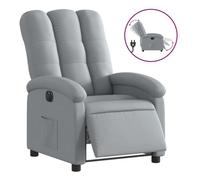 Vidaxl sillón reclinable eléctrico tela gris claro