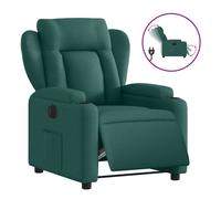 Vidaxl sillón reclinable eléctrico tela verde oscuro
