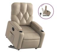 Vidaxl sillón reclinable elevable cuero artificial color capuchino