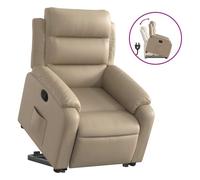 Vidaxl sillón reclinable elevable cuero artificial color capuchino