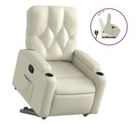 Vidaxl sillón reclinable elevable cuero artificial color crema