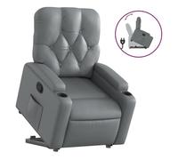 Vidaxl sillón reclinable elevable cuero artificial gris