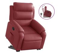 Vidaxl sillón reclinable elevable cuero artificial rojo tinto