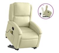 Vidaxl sillón reclinable elevable cuero auténtico color crema