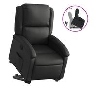Vidaxl sillón reclinable elevable cuero auténtico negro