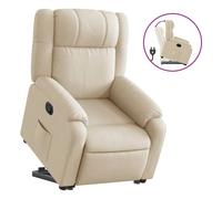 vidaXL Sillón Reclinable Elevable, Silla con Respaldo Reposabrazos, Sillón Orejero de Relax Descanso TV, Asiento Ajustable, Tela Color Crema
