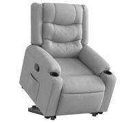vidaXL Sillón Reclinable Elevable, Silla con Respaldo Reposabrazos, Sillón de Relax Descanso, Asiento Ajustable para Ancianos, Tela Gris Claro