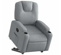 vidaXL Sillón Reclinable Elevable, Silla con Respaldo Reposabrazos, Sillón de Relax Descanso, Asiento Ajustable para Ancianos, Tela Gris Claro