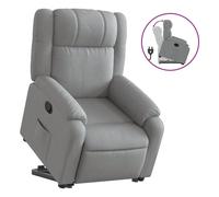 Vidaxl sillón reclinable elevable de tela gris claro