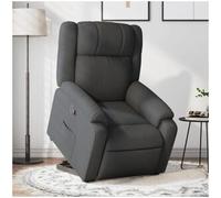 vidaxl Sillón reclinable elevable de tela gris oscuro