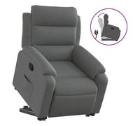 Vidaxl sillón reclinable elevable de tela gris oscuro