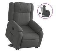 Vidaxl sillón reclinable elevable de tela gris oscuro
