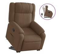 Vidaxl sillón reclinable elevable de tela marrón