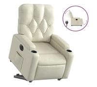 Vidaxl sillón reclinable elevable eléctrico de cuero sintético crema