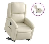 Vidaxl sillón reclinable elevable eléctrico de cuero sintético crema
