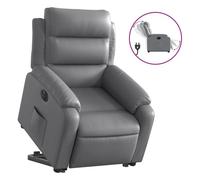 Vidaxl sillón reclinable elevable eléctrico de cuero sintético gris