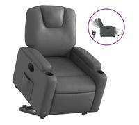 Vidaxl sillón reclinable elevable eléctrico de cuero sintético gris