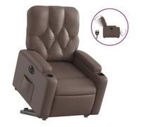 Vidaxl sillón reclinable elevable eléctrico de cuero sintético marrón
