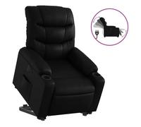 Vidaxl sillón reclinable elevable eléctrico de cuero sintético negro