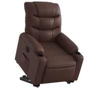 vidaXL Sillón Reclinable Elevable Eléctrico, Silla con Respaldo Reposabrazos, Sillón de Relax Descanso, Asiento Ajustable, Cuero Sintético Marrón