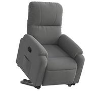 vidaXL Sillón Reclinable Elevable, Silla Ajustable de TV, Sillón Orejero Elevador, Asiento para Personas Mayores, Tela de Microfibra Gris Oscuro