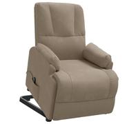 vidaXL Sillón Reclinable Elevable Silla Asiento Butaca Sofá Reposapiés Ajustable Sala de Estar Orejero Acolchado Piel de Ante Sintético Gris Taupe