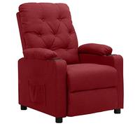 vidaXL Sillón Reclinable Elevable Silla Asiento Butaca Sofá Reposapiés Ajustable Sala de Estar Orejero Acolchado Muebles de Tela Rojo Tinto