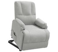 vidaXL Sillón Reclinable Elevable Silla Asiento Butaca Sofá Reposapiés Ajustable Sala de Estar Orejero Acolchado Piel de Ante Sintético Gris Claro