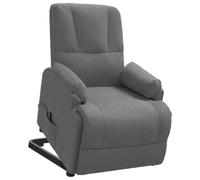 vidaXL Sillón Reclinable Elevable Silla Asiento Butaca Sofá Reposapiés Ajustable Sala de Estar Orejero Acolchado Piel de Ante Sintético Gris Oscuro