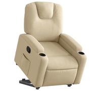vidaXL Sillón Reclinable Elevable, Silla con Respaldo Reposabrazos, Sillón de Relax Descanso, Asiento Ajustable para Ancianos, Tela Color Crema